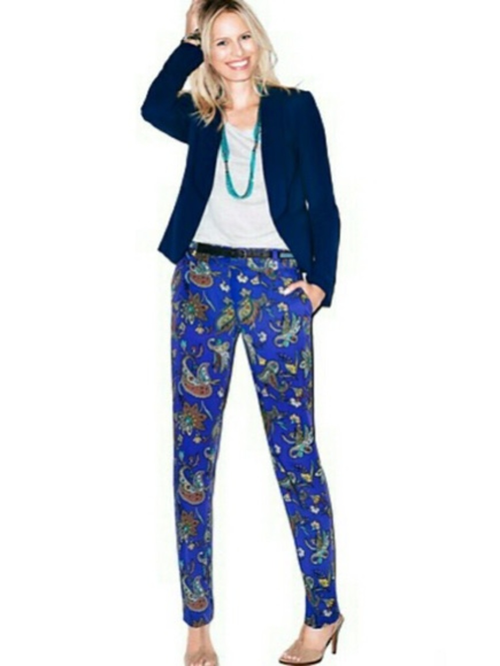 LOFT Blue Paisley Dress Pants